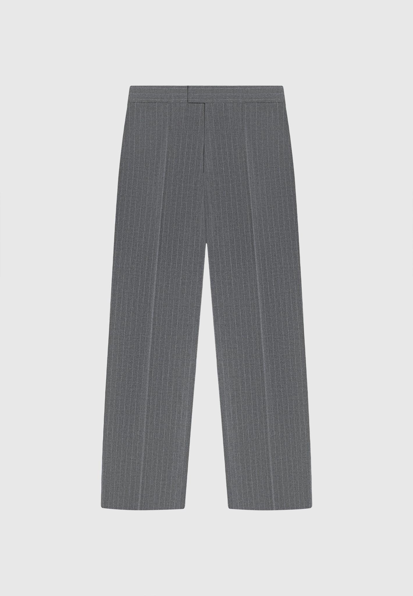 Relaxed Fit Pinstripe Tailored Trousers - Grey Male Product Image