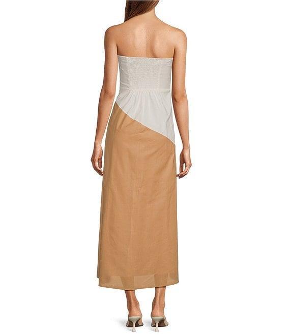 Sugarlips Colorblock Strapless Linen Blend Maxi Dress Product Image
