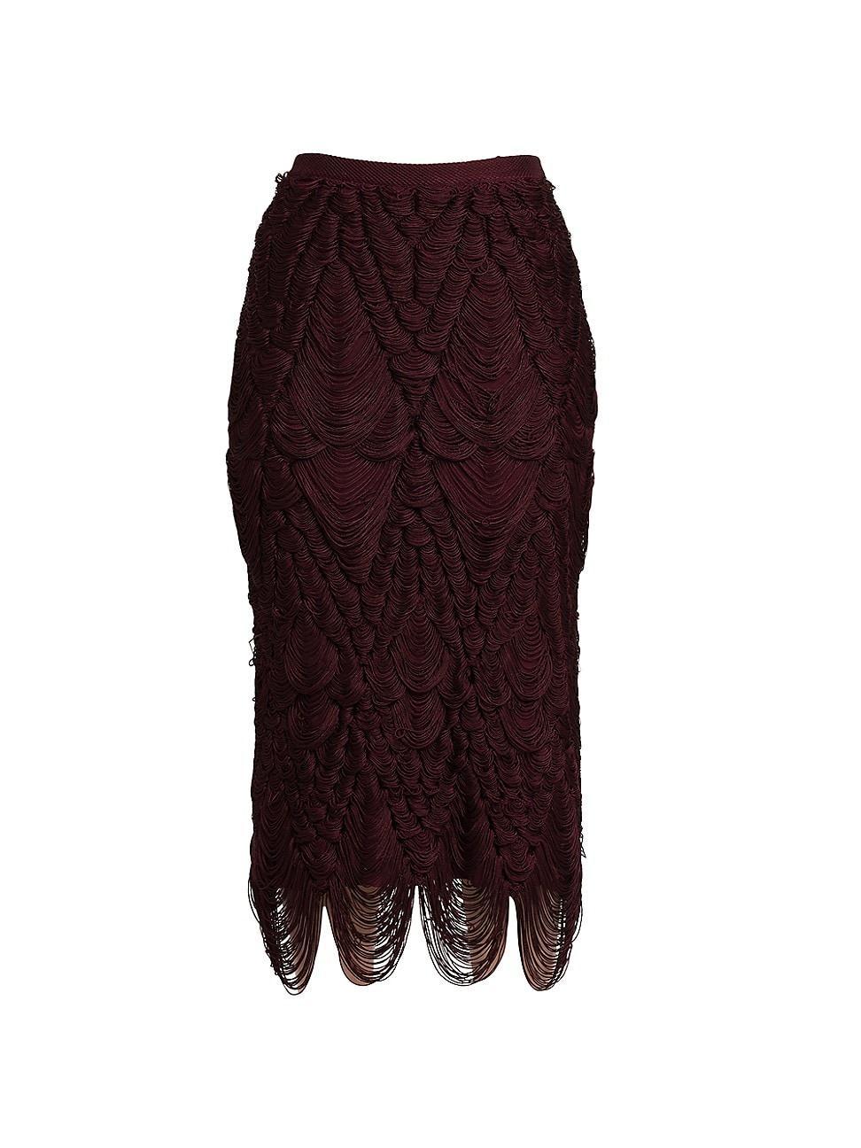 Womens Silk Fringed Midi-Skirt Product Image