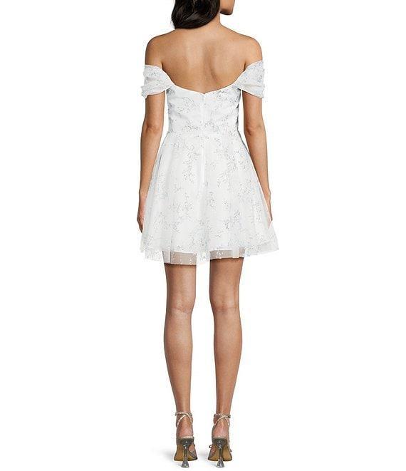 Blondie Nites Floral Print Off-The-Shoulder Party Dress Product Image