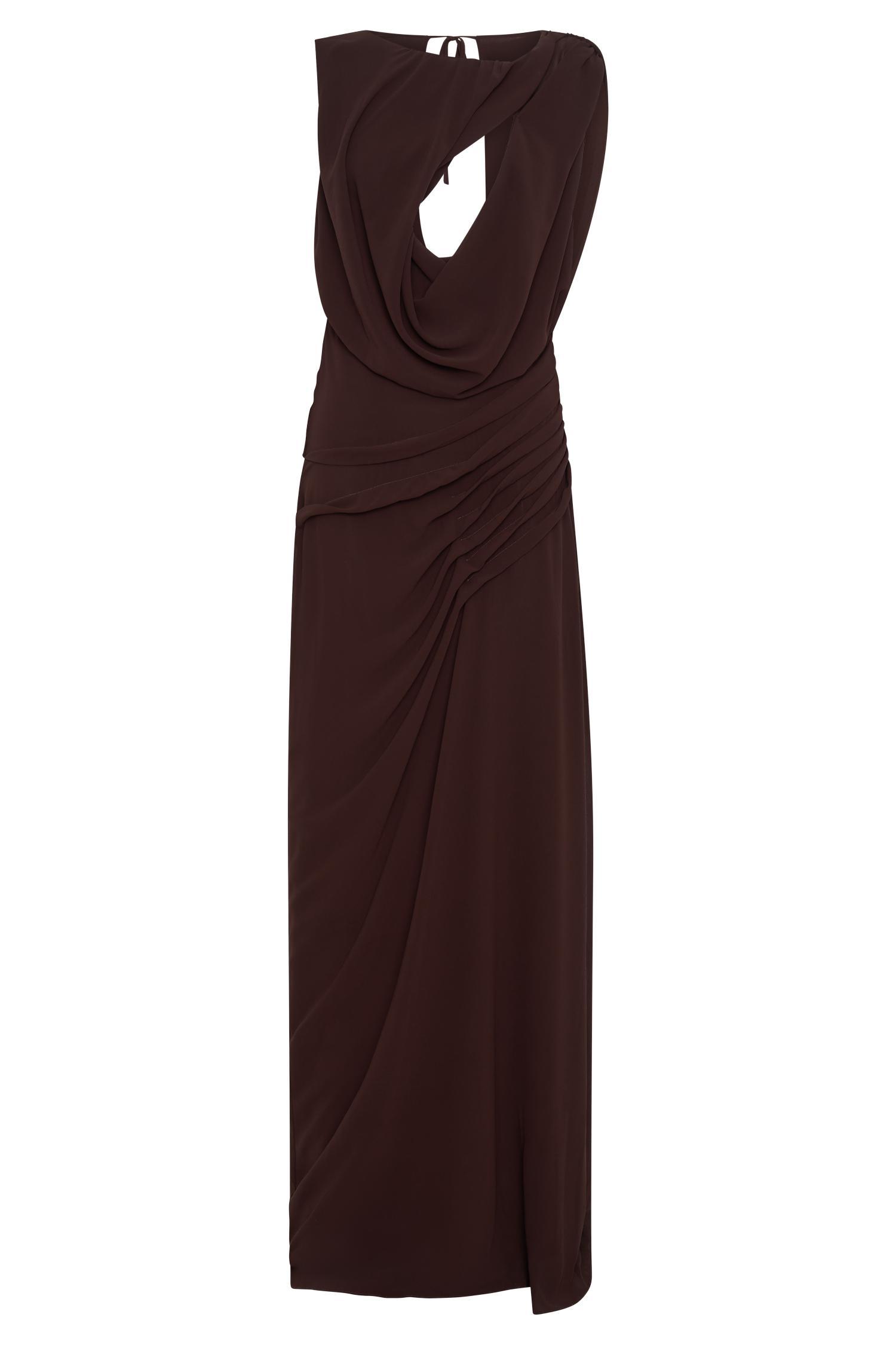 Oria Chiffon Maxi Dress - Cacao Brown Product Image