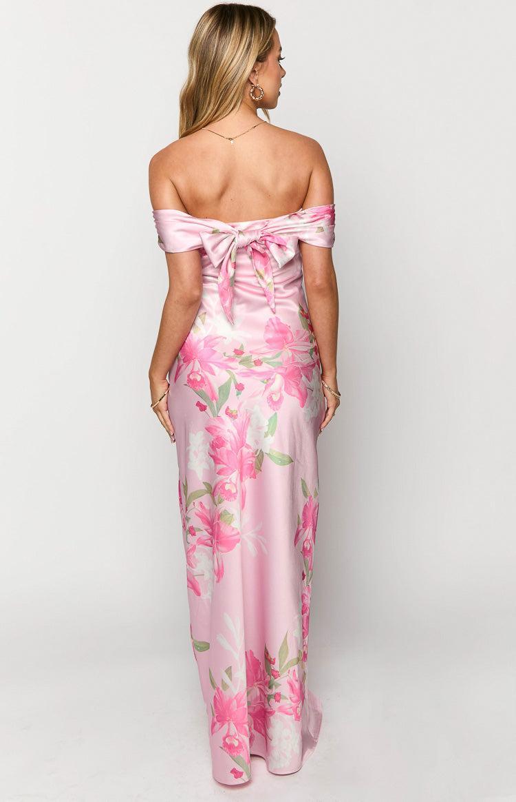 Seraphina Pink Floral Print Off The Shoulder Maxi Dress Product Image