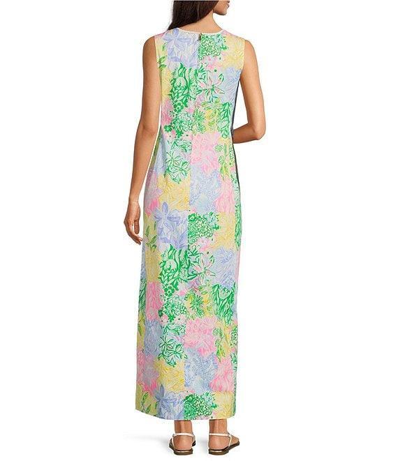 Lilly Pulitzer Sarabeth Bright Delight Patch Print Round Neck Sleeveless Maxi Dress Product Image