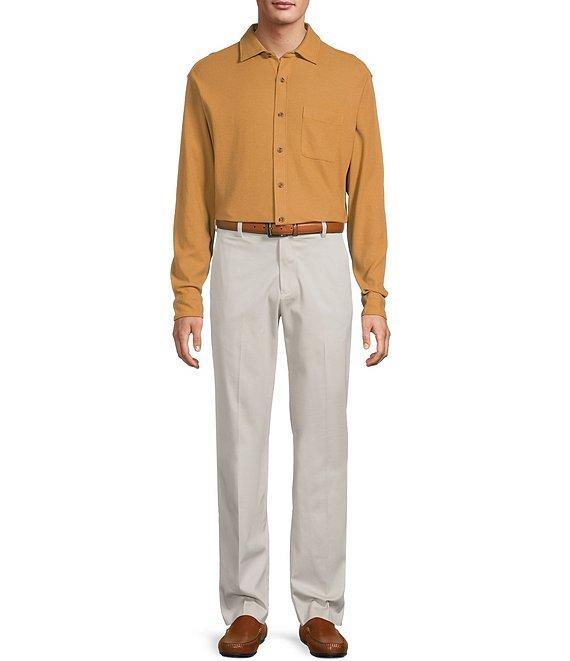 Roundtree & Yorke Long Sleeve Solid Waffle Coat Front Shirt Product Image
