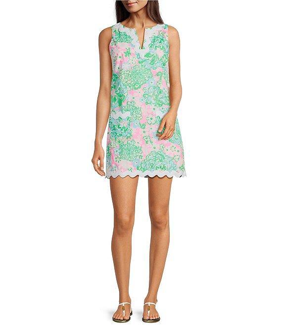 Lilly Pulitzer Romey Multi Plumes In Bloom Print Split V-Neck Sleeveless Ric Rac Shift Romper Product Image