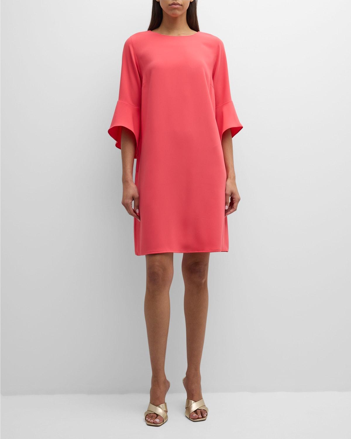 Julia Bell-Sleeve Crepe Dress Product Image
