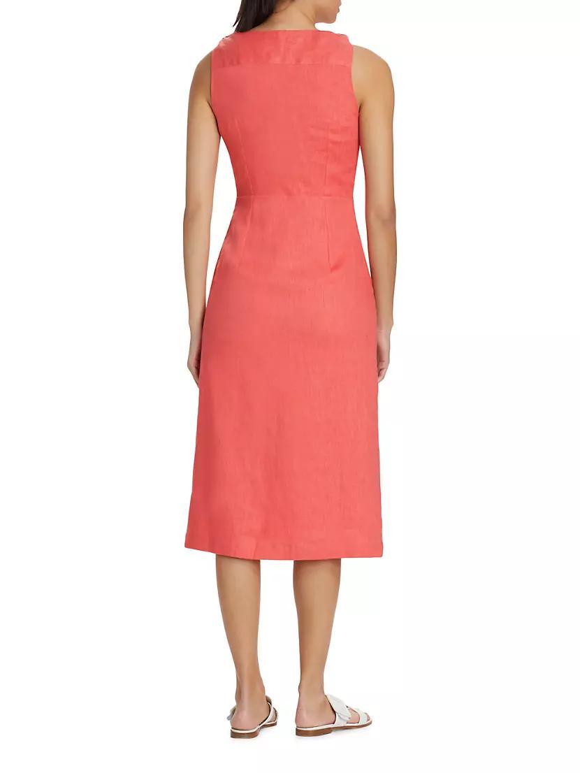 Shana Linen V-Neck Midi-Dress Product Image