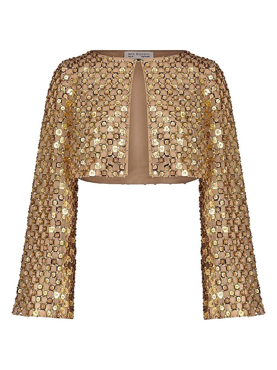 Womens Embellished Georgette Crop Cardigan Product Image