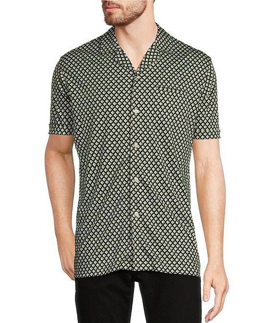 Murano Liquid Luxury Slim Fit Printed Short Sleeve Coatfront Shirt Product Image
