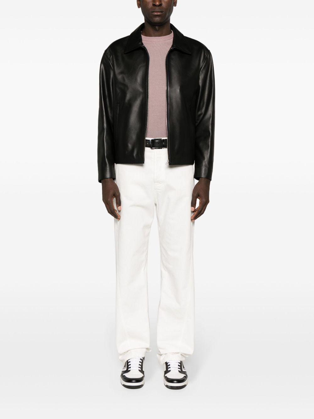 zip-up leather jacket Product Image