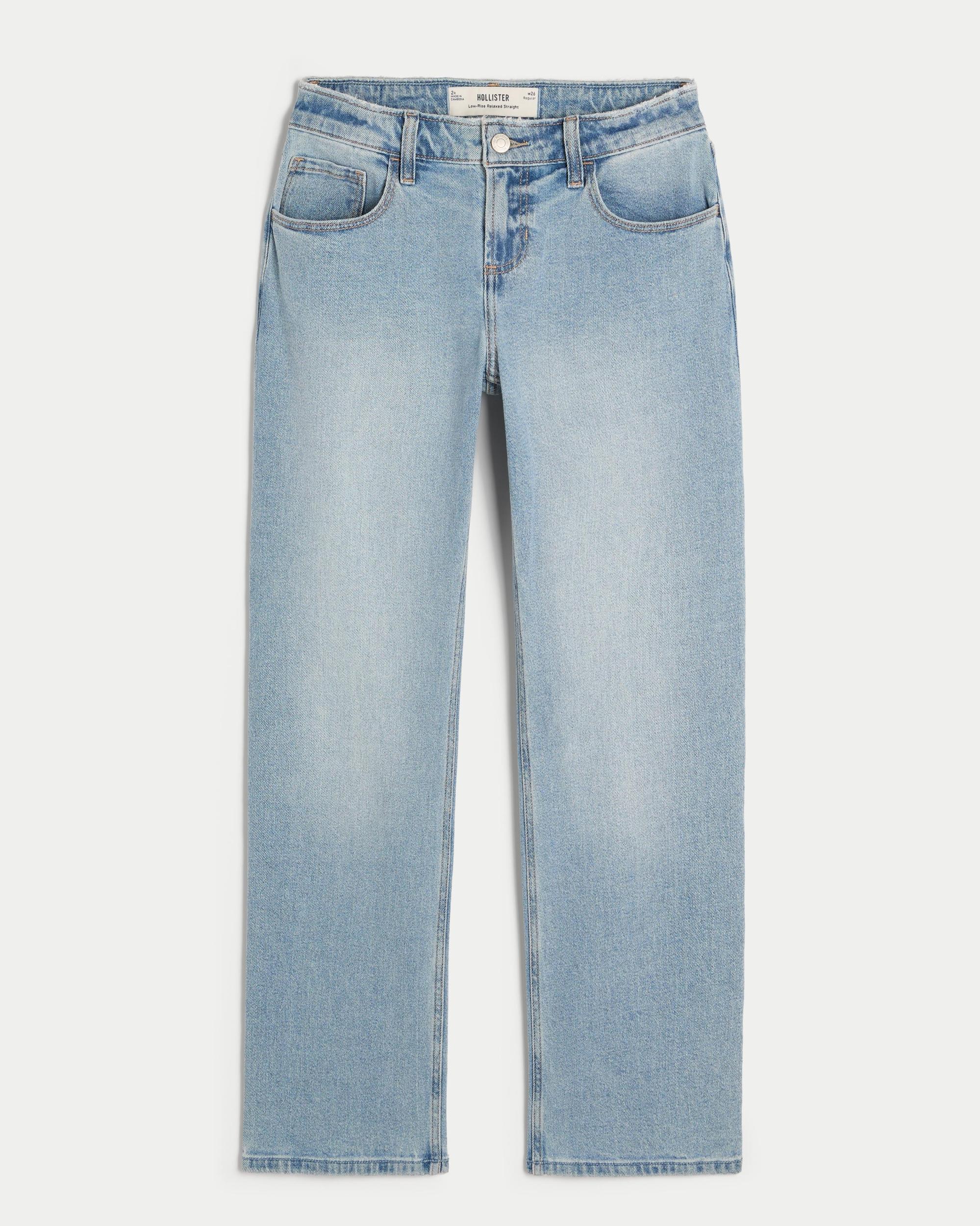 Low-Rise Light Wash Relaxed Straight Jeans Product Image