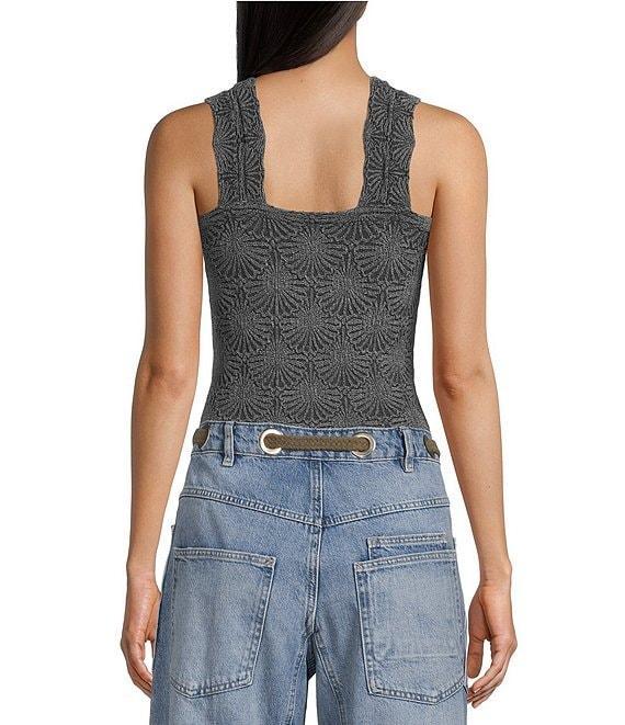 Free People Love Letter Jacquard Floral Square Neck Sleeveless Wide Strap Cami Top Product Image