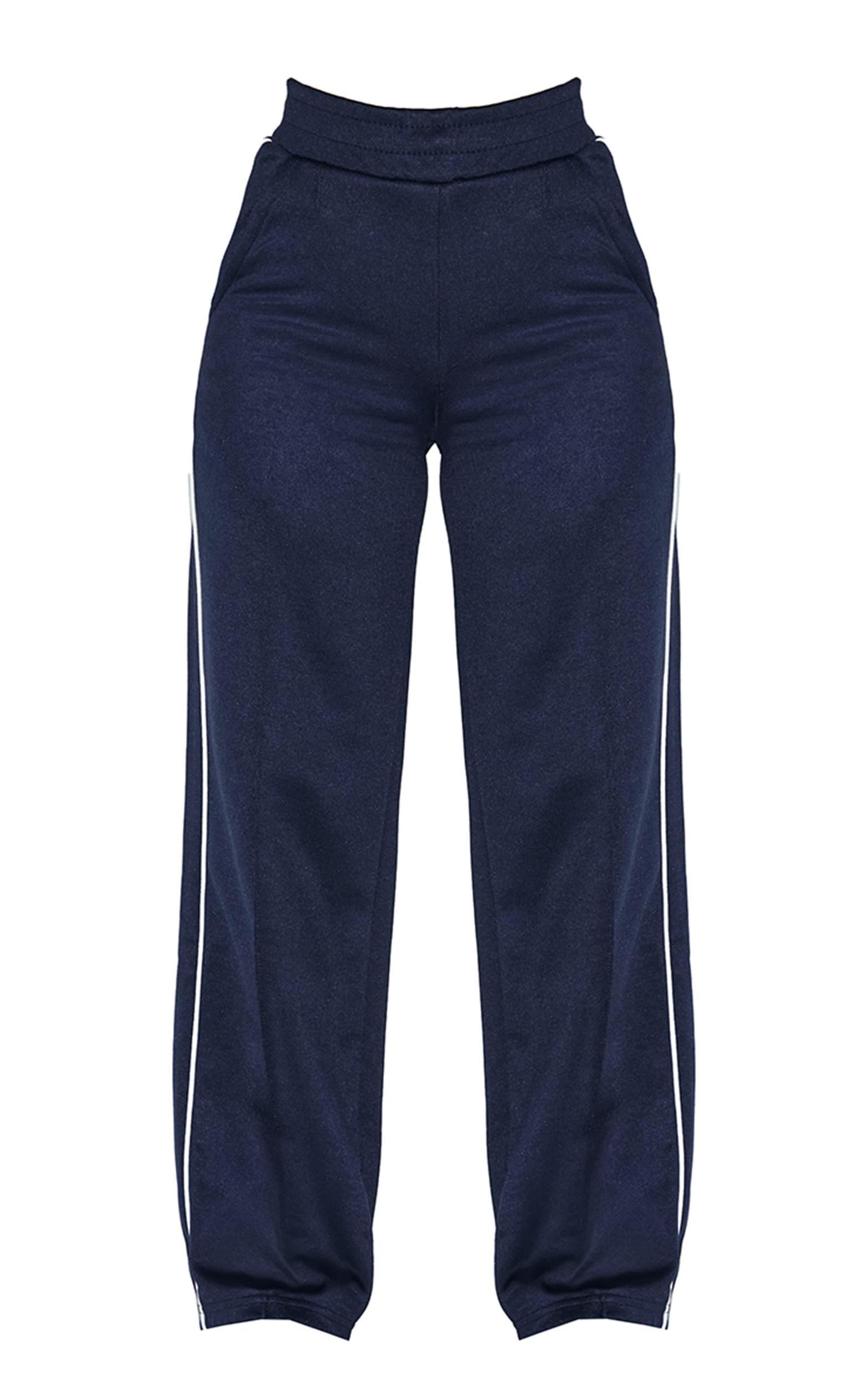 Petite Navy Contrast Detail Straight Leg Sweatpants Product Image