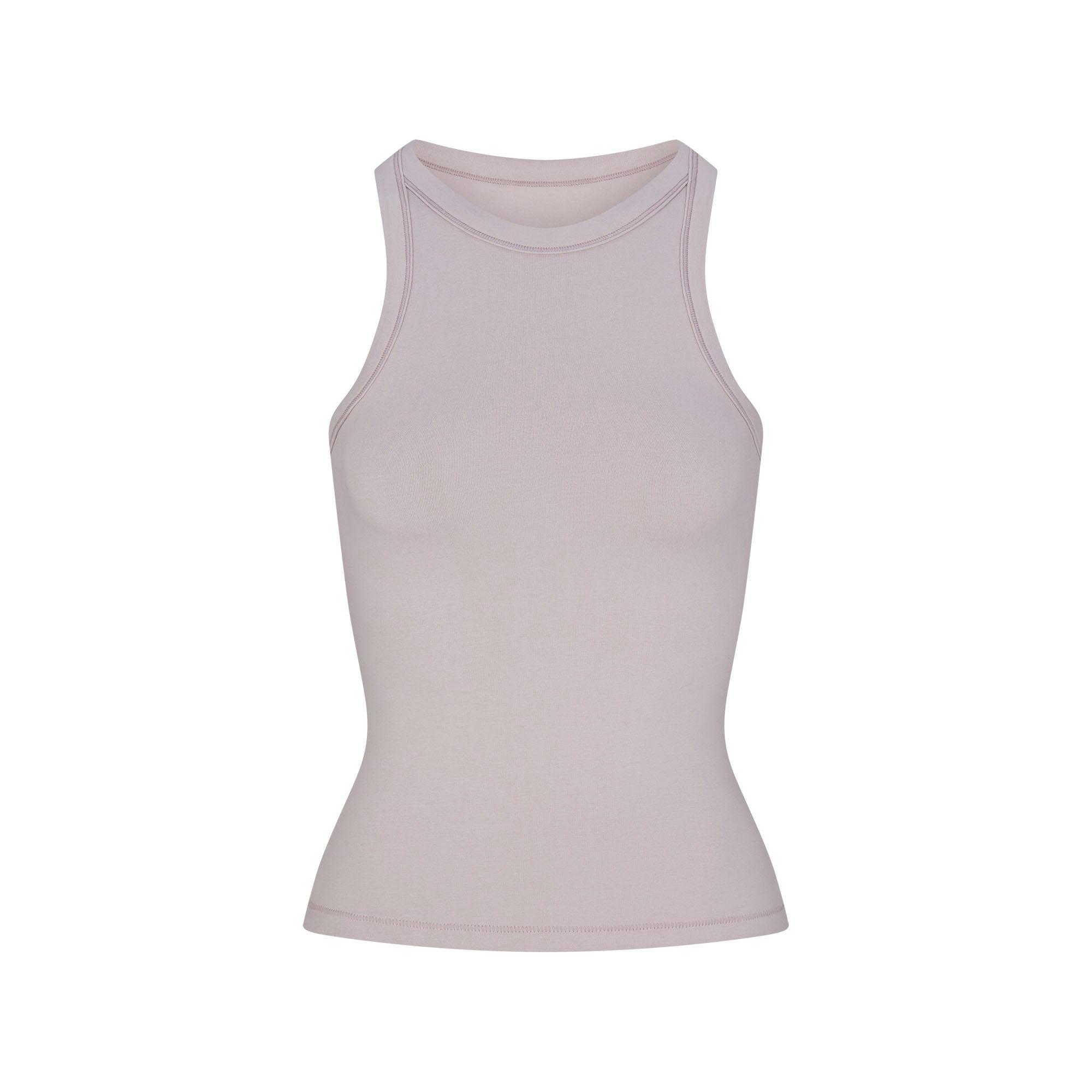 COTTON JERSEY CREW NECK TANK | OYSTER Product Image
