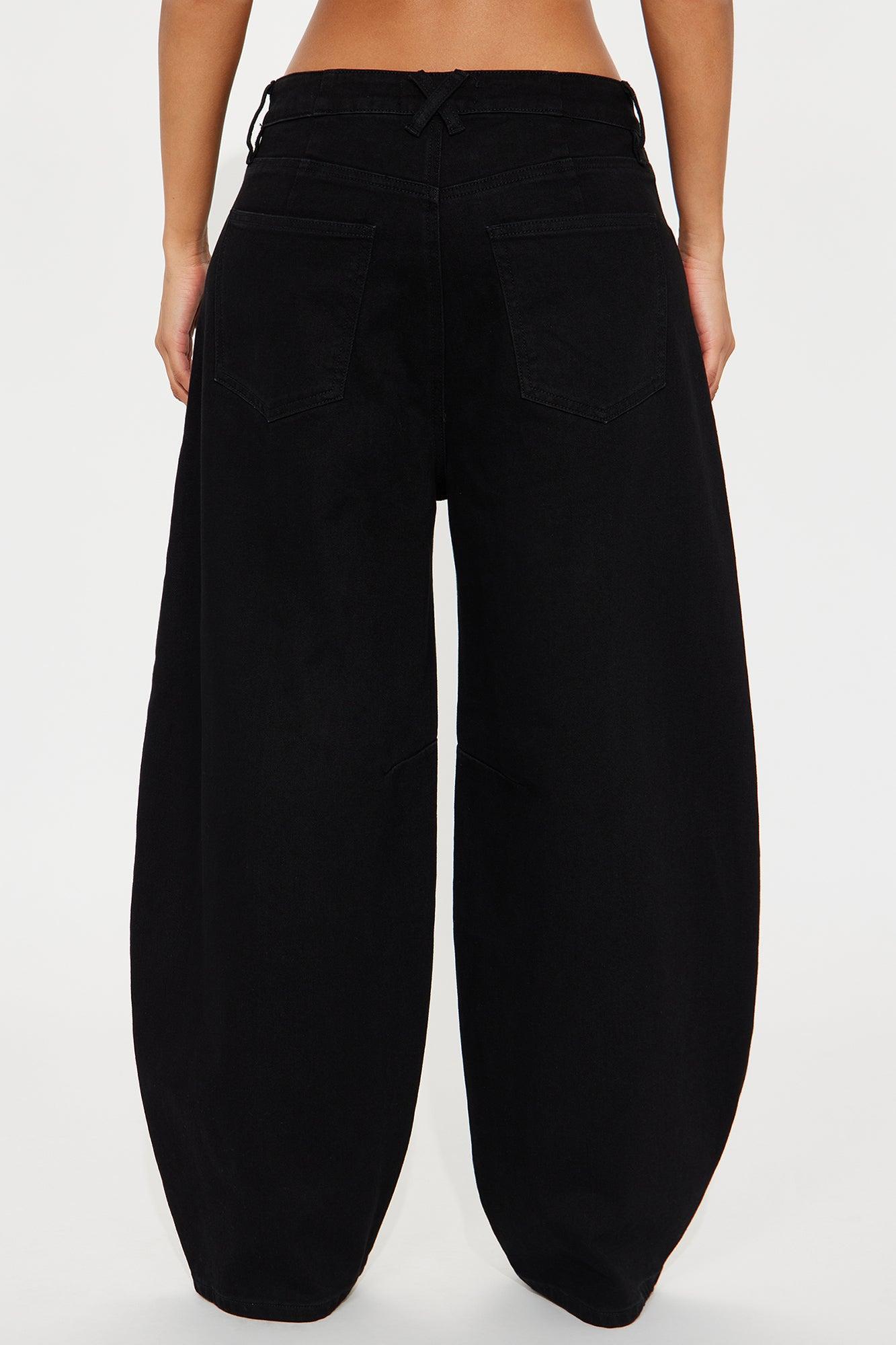 Checked Out Barrel Leg Jeans - Black Product Image