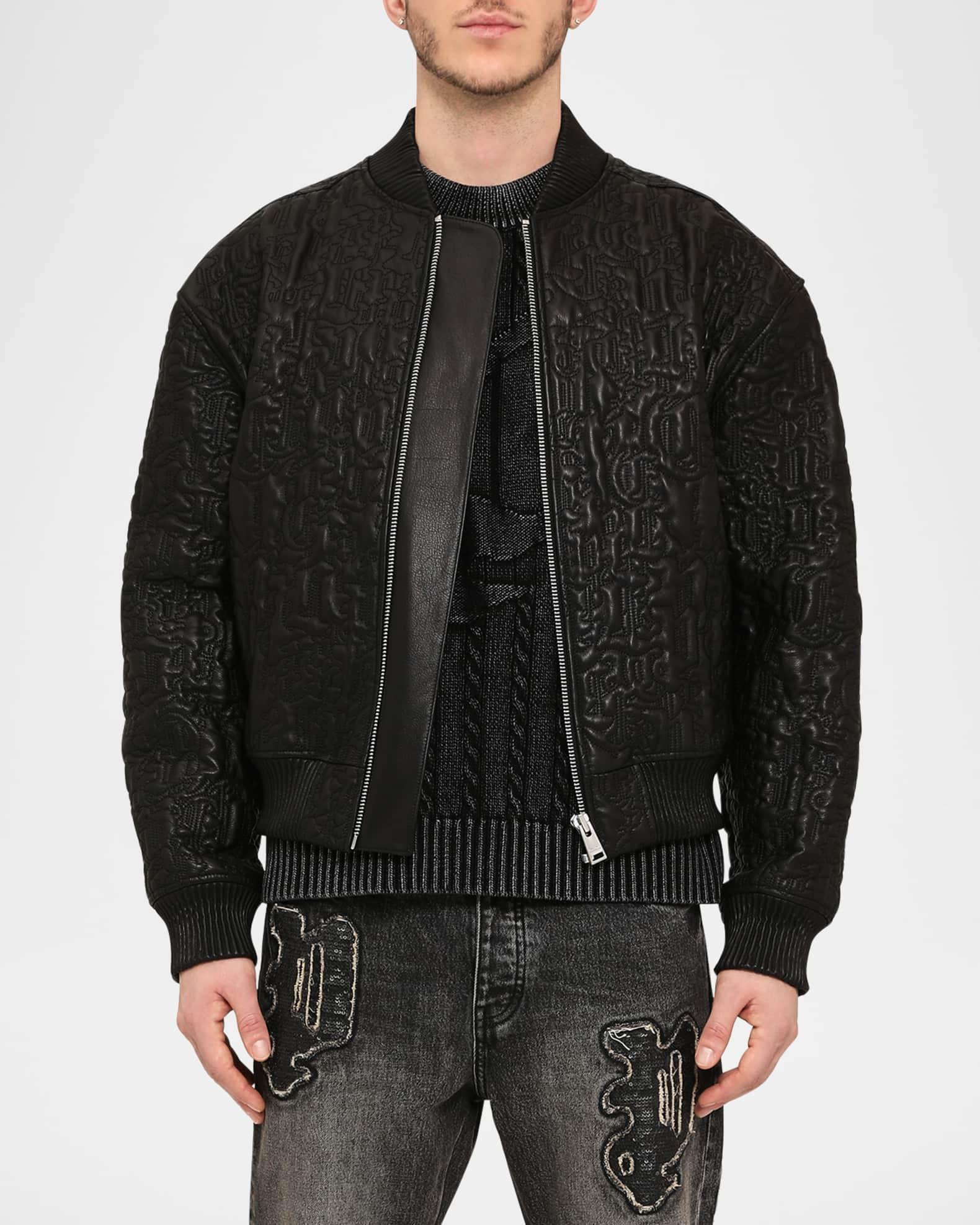 Men's Leather Oversized Bomber Jacket Product Image