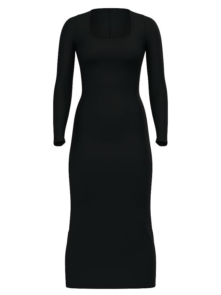 Ribbed Modal Long-Sleeve Slip Dress Product Image