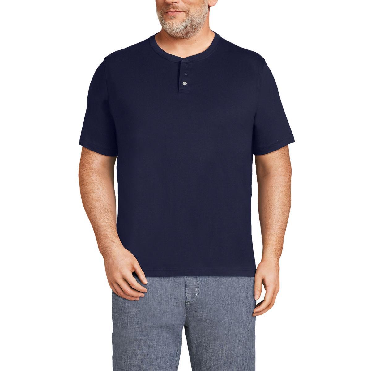 Big & Tall Lands' End Short Sleeve Super-T Henley Shirt, Men's, Size: 3XL Tall, Radiant Blue Product Image