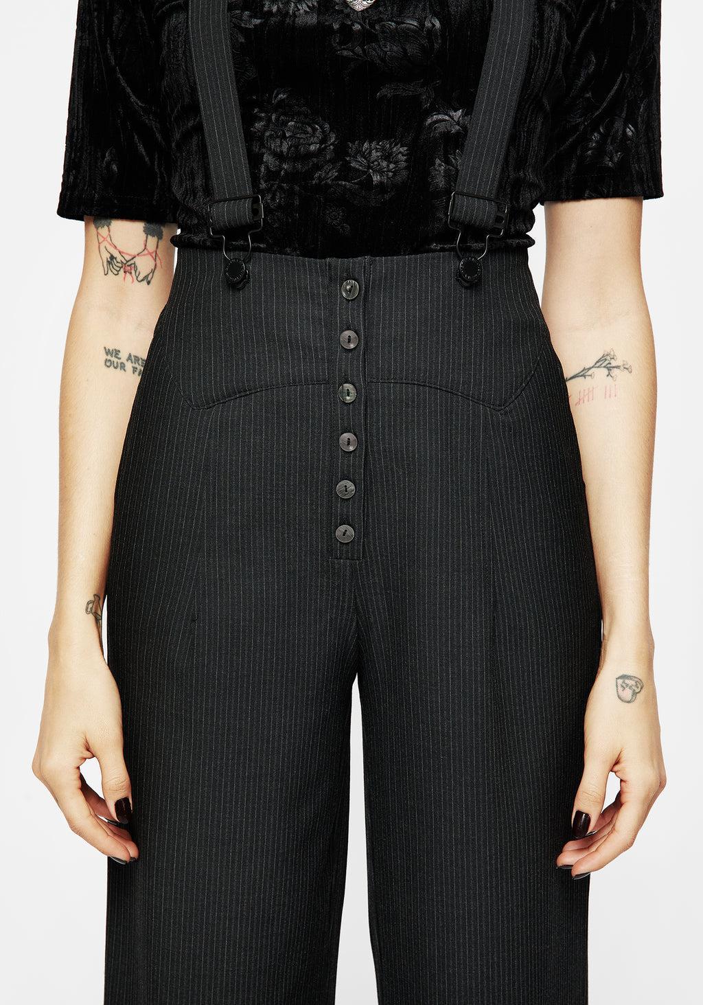 Tilda High Waist Wide Leg Pinstripe Suspender Trousers Product Image