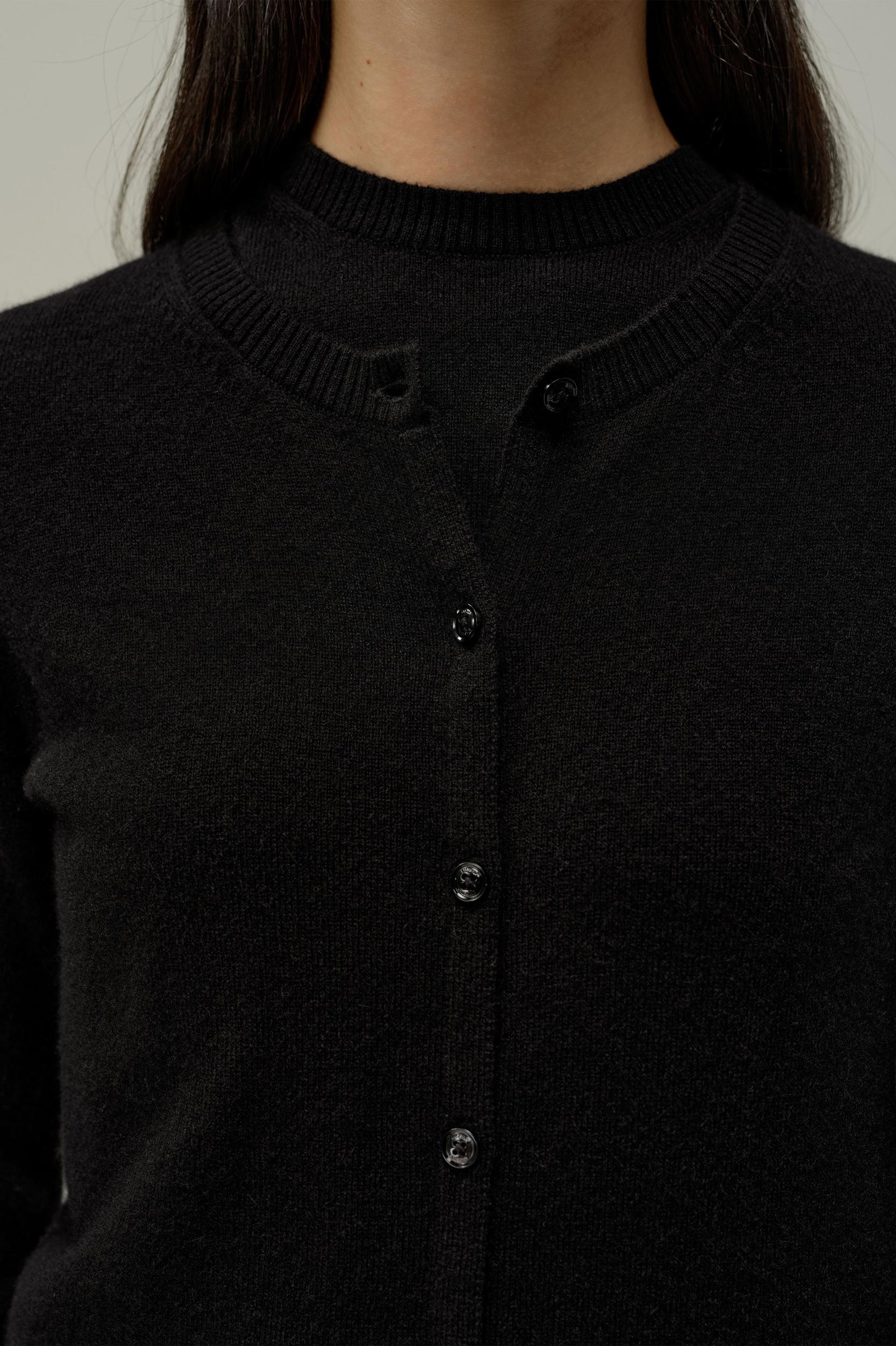 Cashmere Fitted Crew Neck Cardigan Product Image