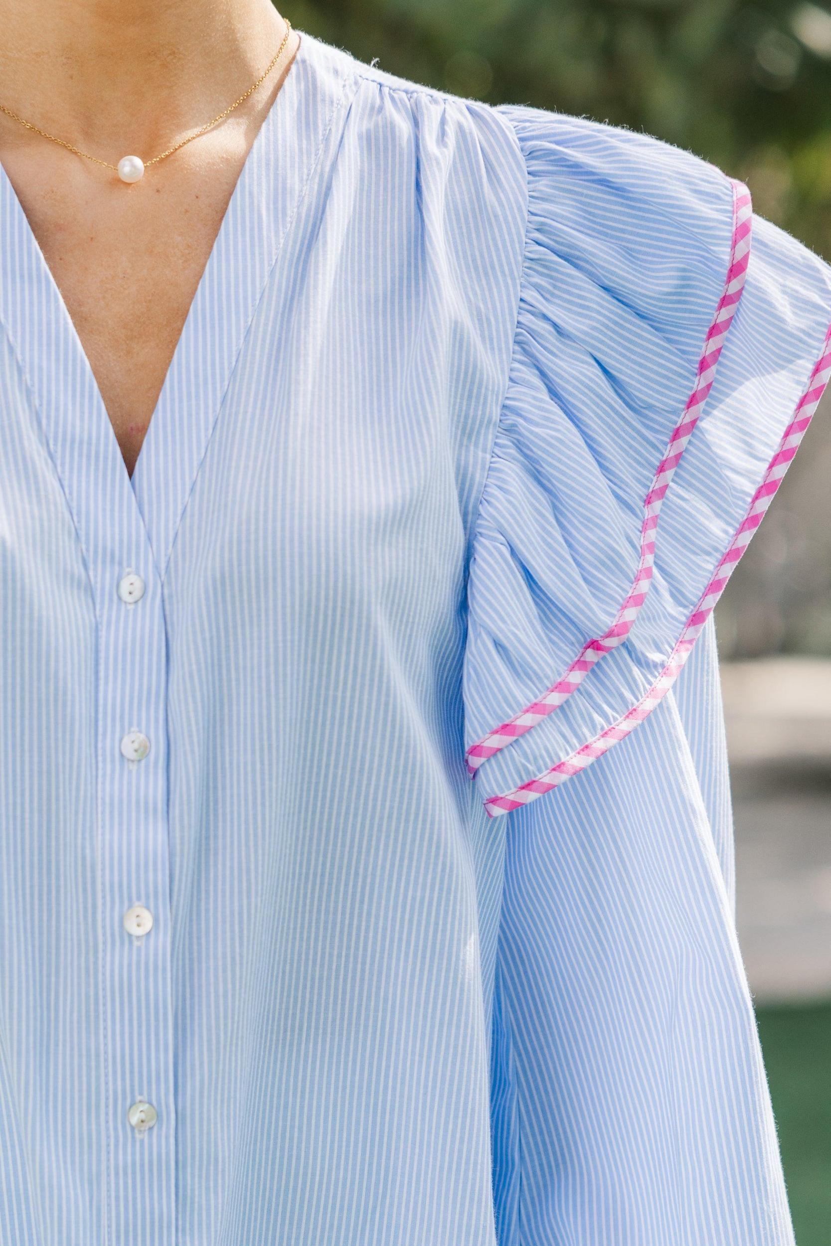 The Rendezvous Light Blue Striped Blouse Female Product Image