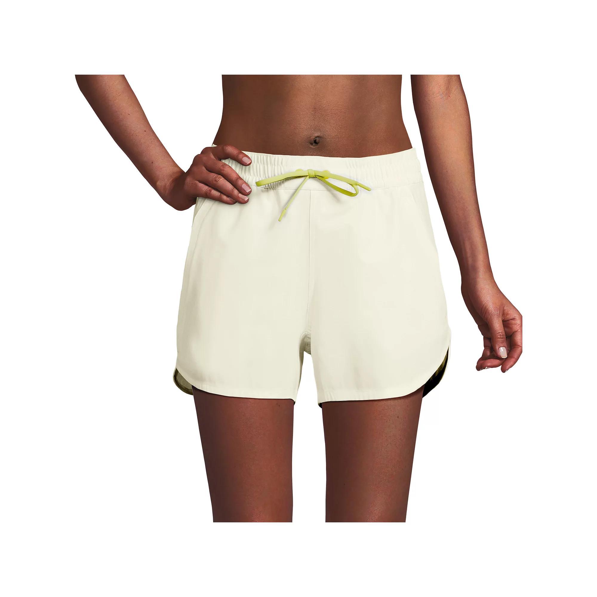 Women's Lands' End Woven Packable Dolphin Hem Swim Cover-Up Shorts, Size: 16, Egret White Product Image