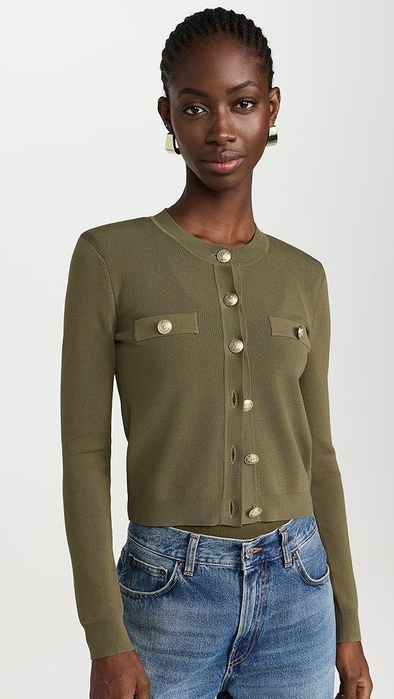 L'AGENCE Toulouse Crop Crew Neck Cardigan | Shopbop Product Image