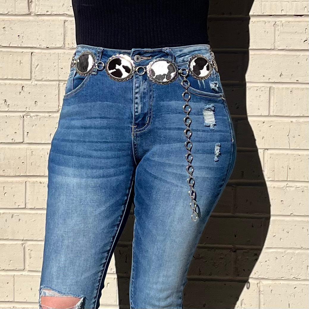 Chain Link Black And White Belt Product Image