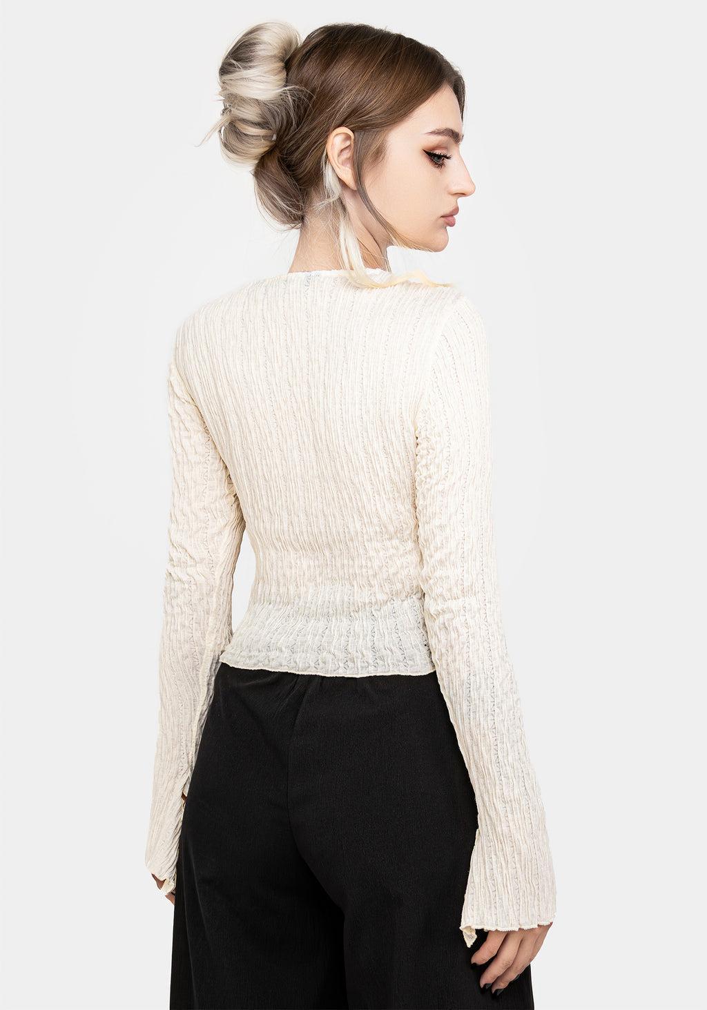 Mariana Embroidered Flute Sleeve Top Product Image
