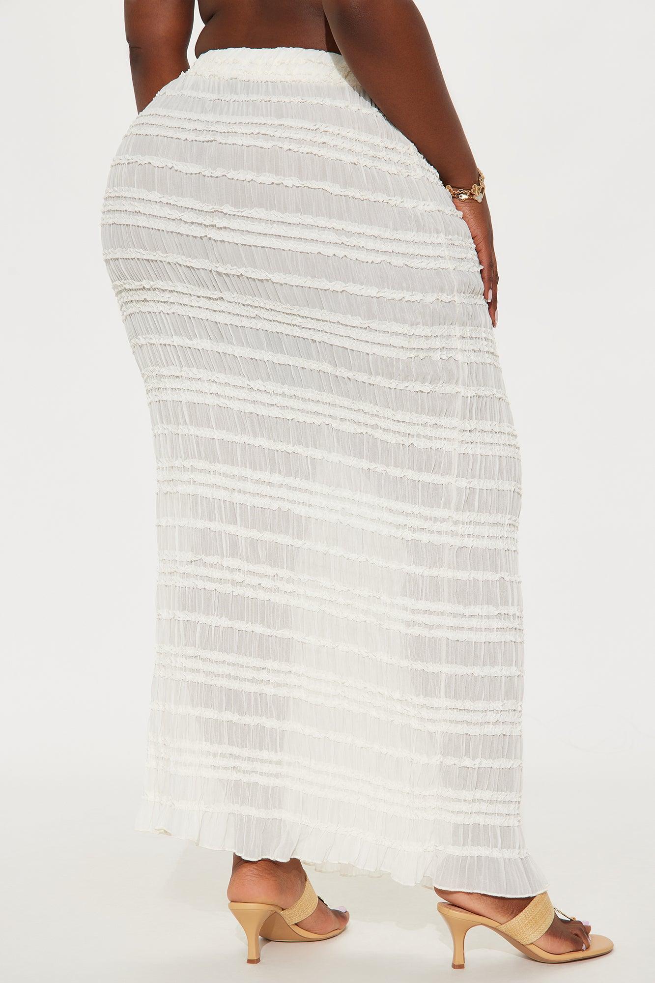 Elise Tiered Ruffle Maxi Skirt - Ivory Product Image
