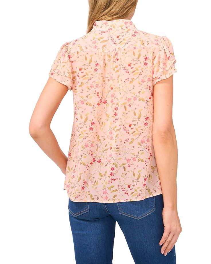 Raglan Flutter Sleeve Pleated Bow Blouse Product Image