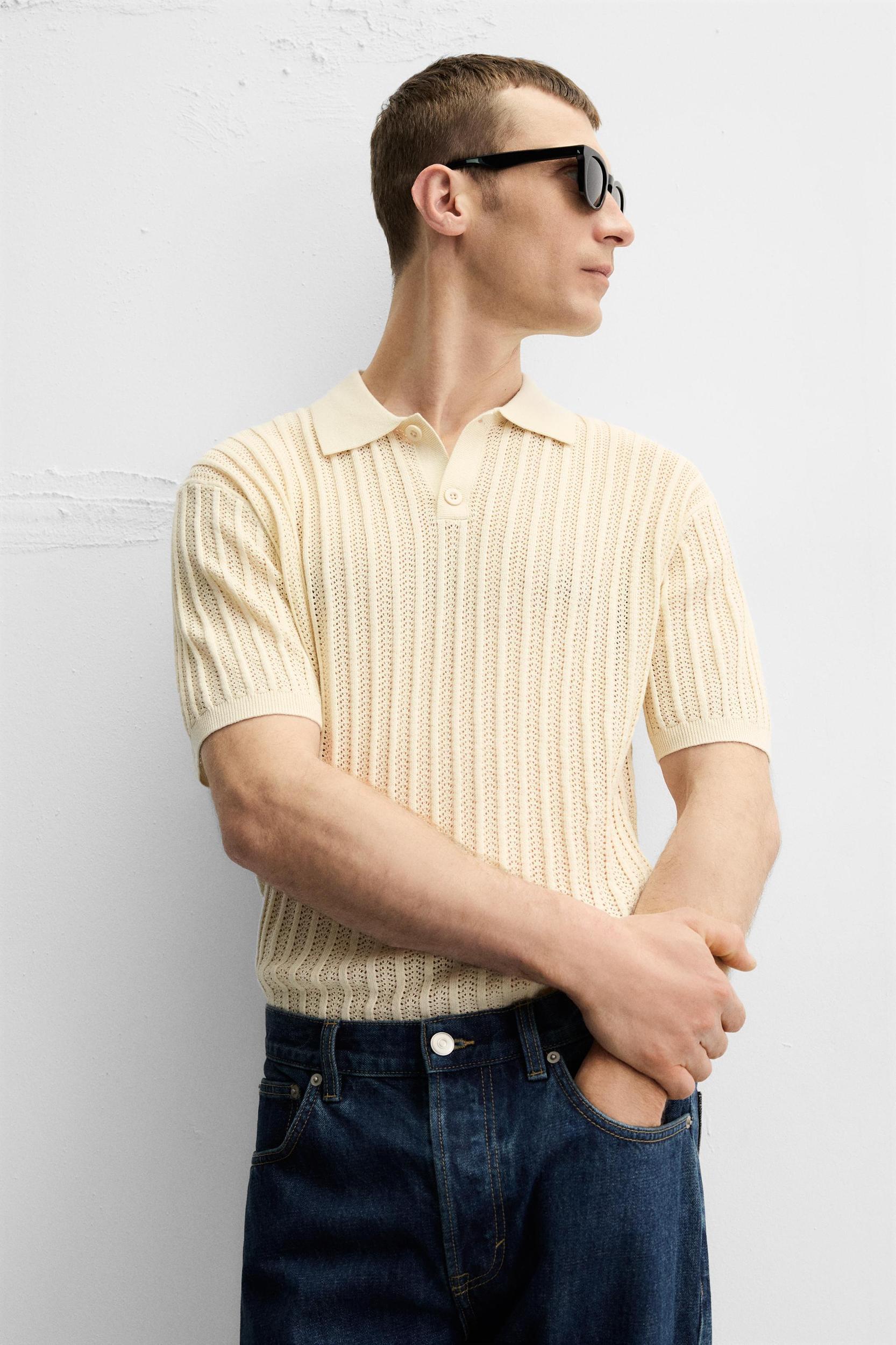 COTTON - LINEN BLEND KNIT POLO Product Image