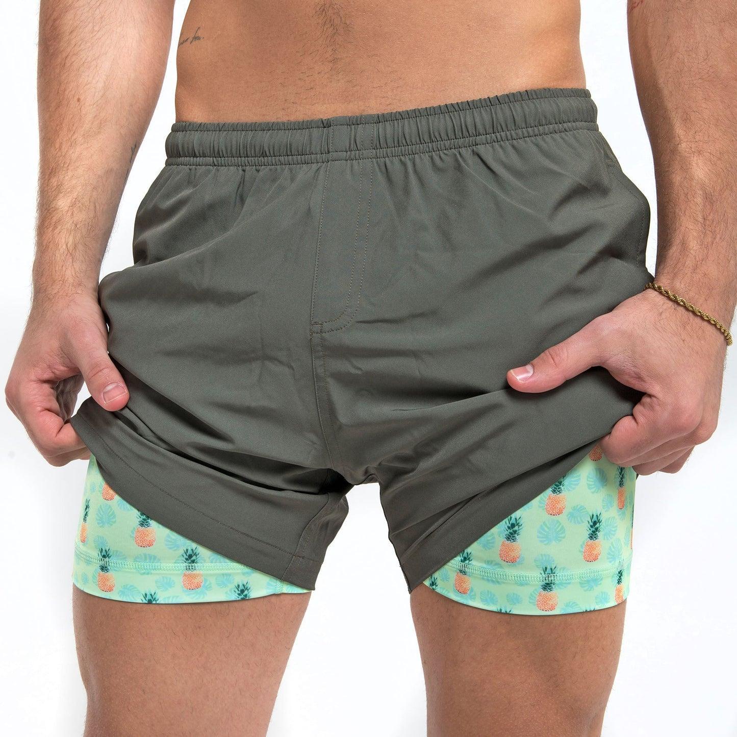 Bermies Green Pineapples Swim Trunks Product Image