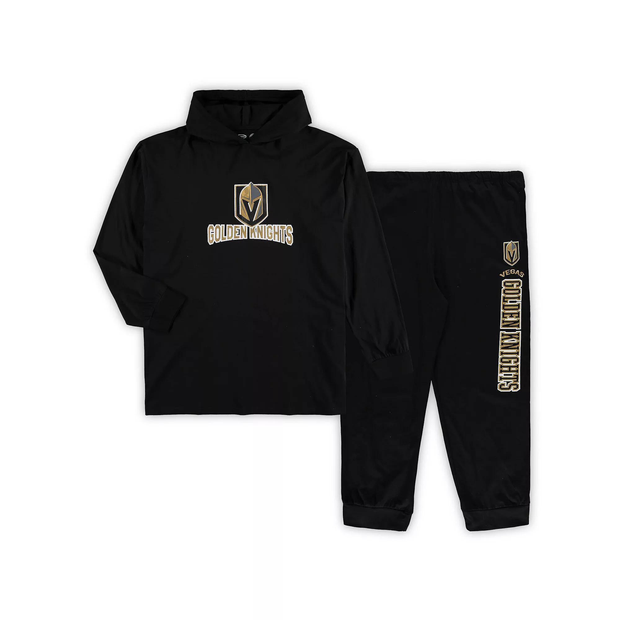 Men's Concepts Sport Black Vegas Golden Knights Big & Tall Pullover Hoodie & Joggers Sleep Set, Size: XLT, Lvk Black Product Image