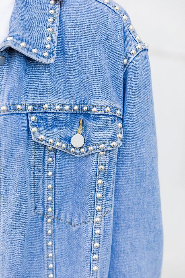 All I Think About Medium Wash Studded Jacket FINAL SALE Product Image