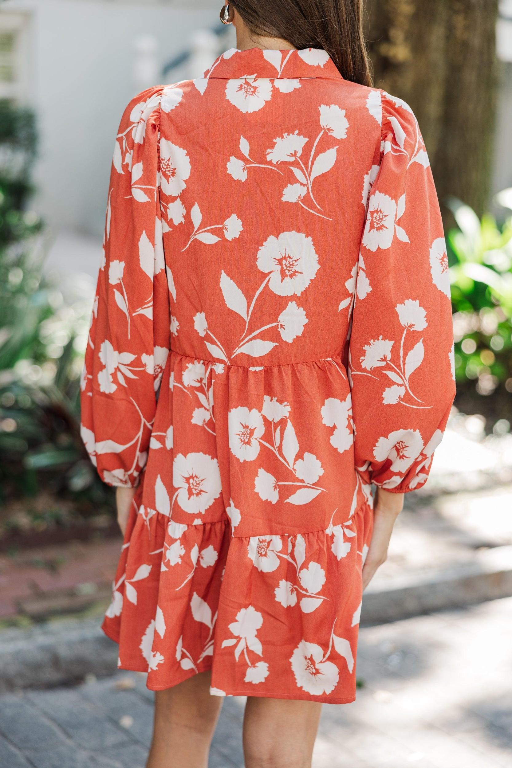 Take Your Love Rust Orange Floral Dress Female Product Image