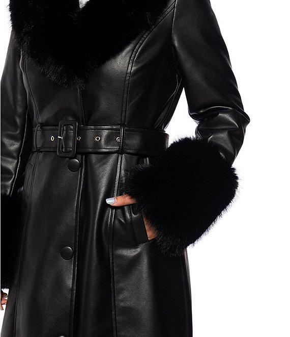 Azalea Wang Kaya Faux Fur Oversize Shawl Collar Belted Trench Coat Product Image