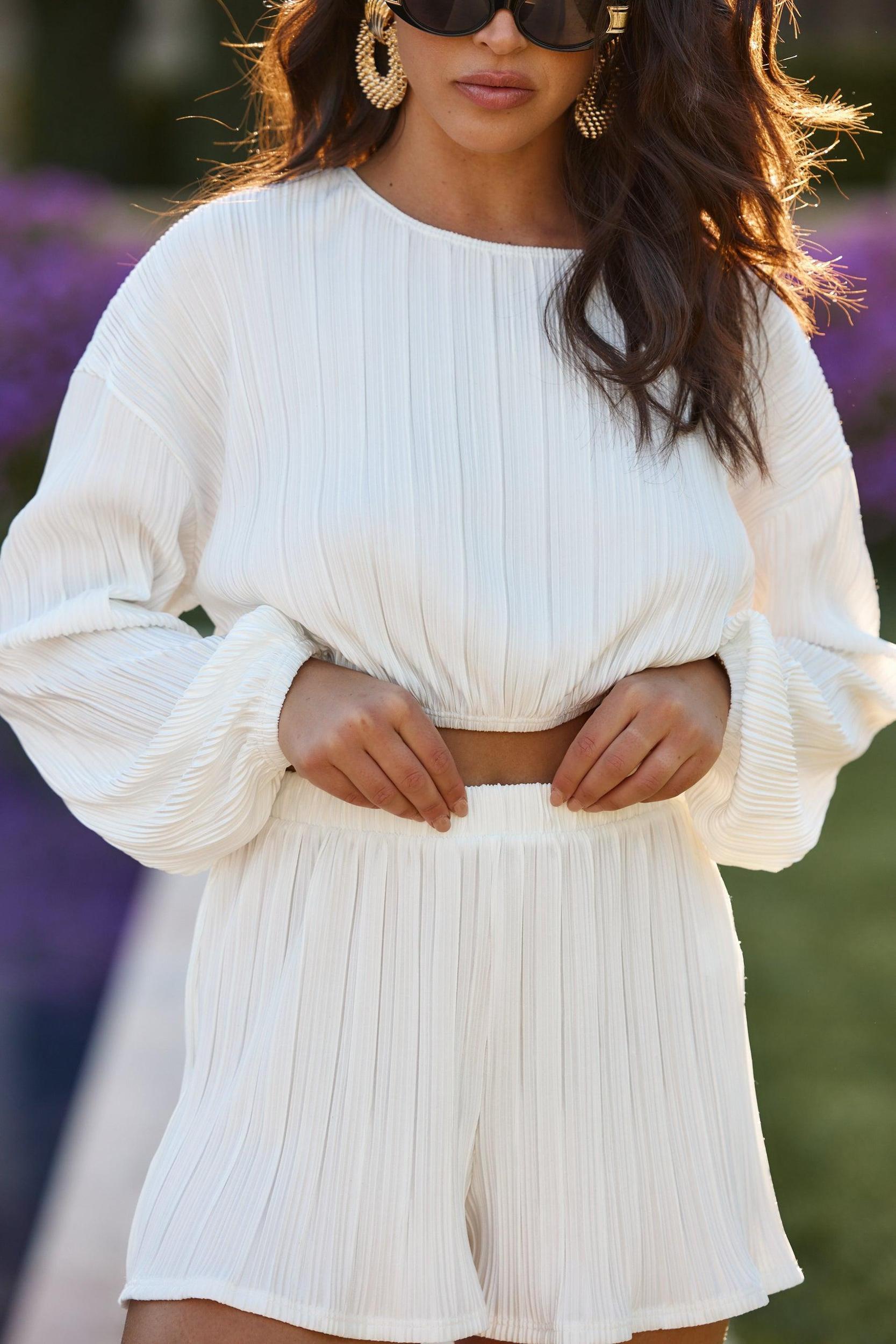 Portofino White Plisse Top Female Product Image