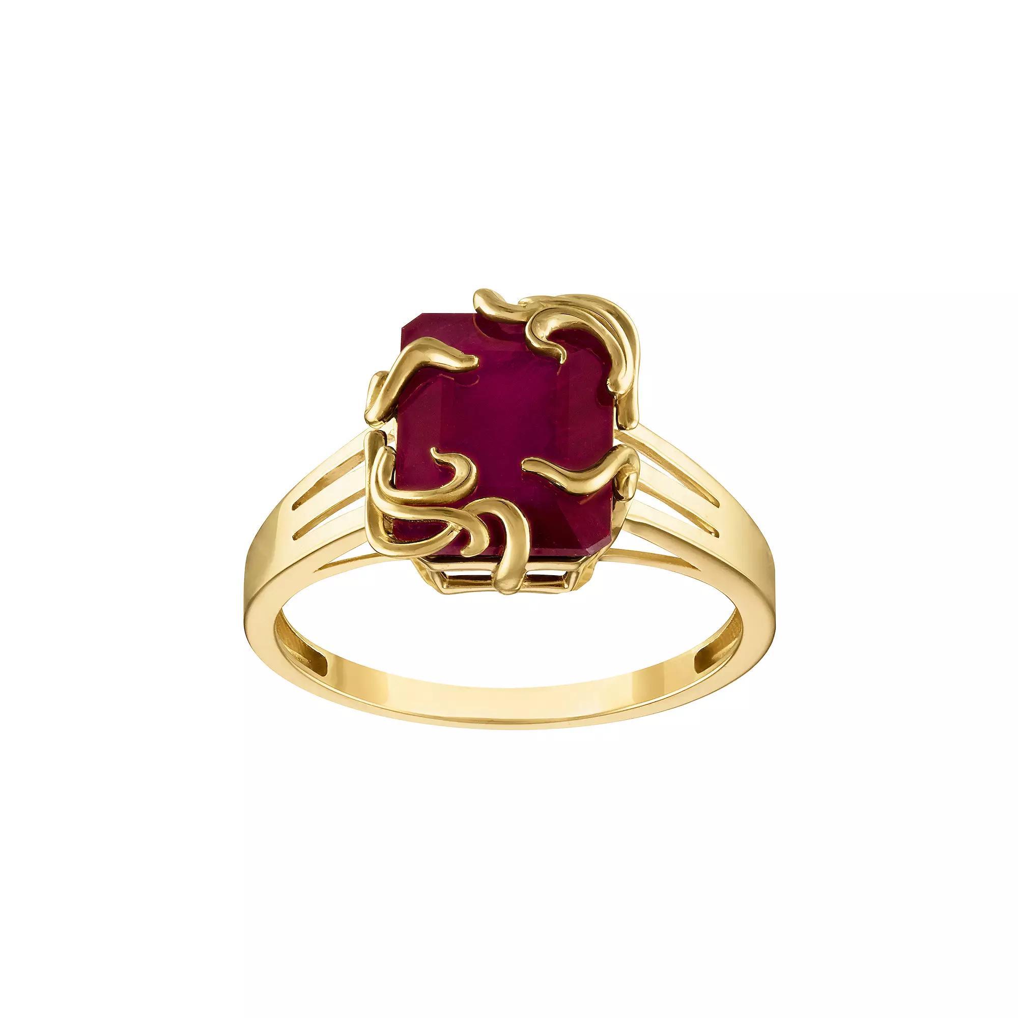 Tiara 10k Gold Genuine Ruby Medusa Ring, Womens Yellow Product Image