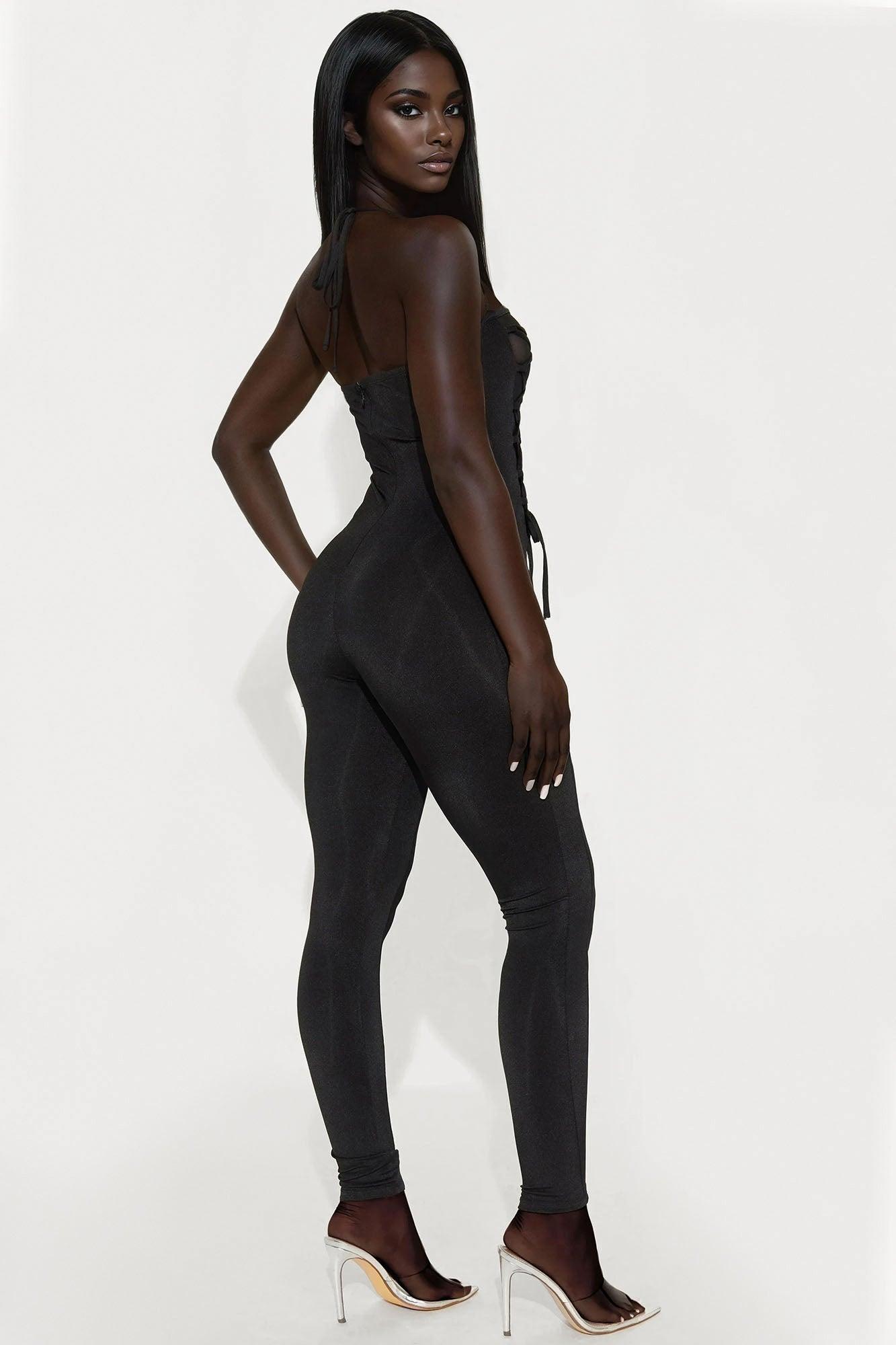Nocturnal Diva Mesh Cut Out Jumpsuit - Black Product Image