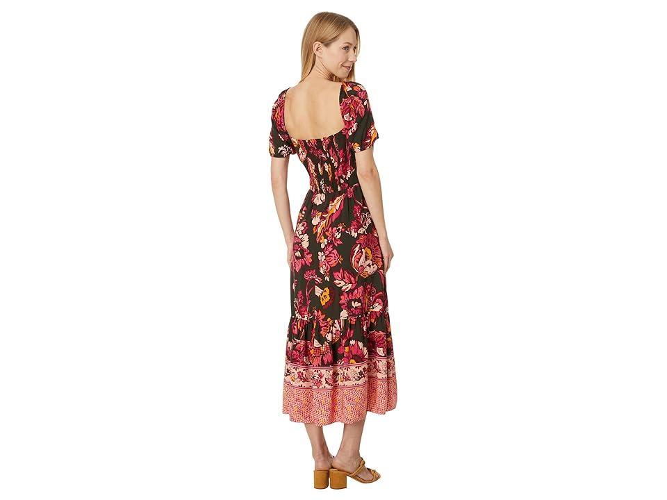 Adrianna Papell Printed Puff Sleeve Midi Dress (Hunter ) Women's Dress Product Image