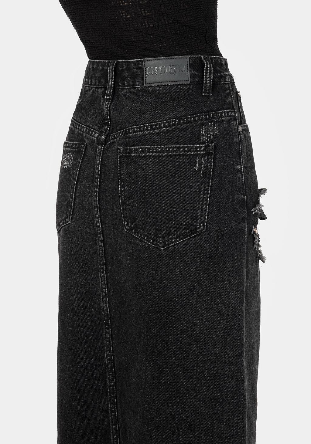 Ursula Distressed Denim Midaxi Skirt Product Image