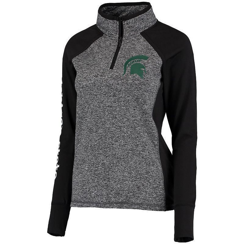 Womens Gray/Black Michigan State Spartans Finalist Quarter-Zip Pullover Jacket Product Image