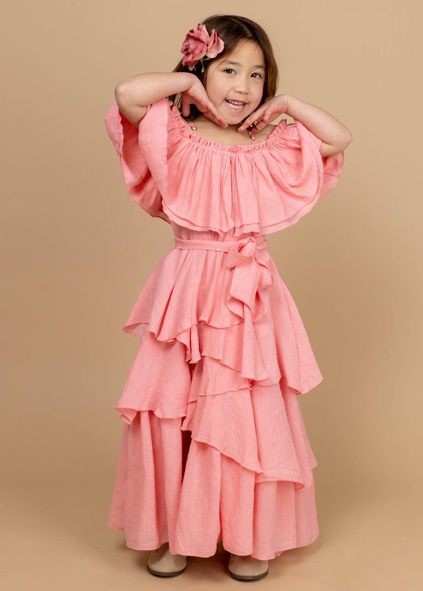 Litta Dress in Coral Girls Product Image