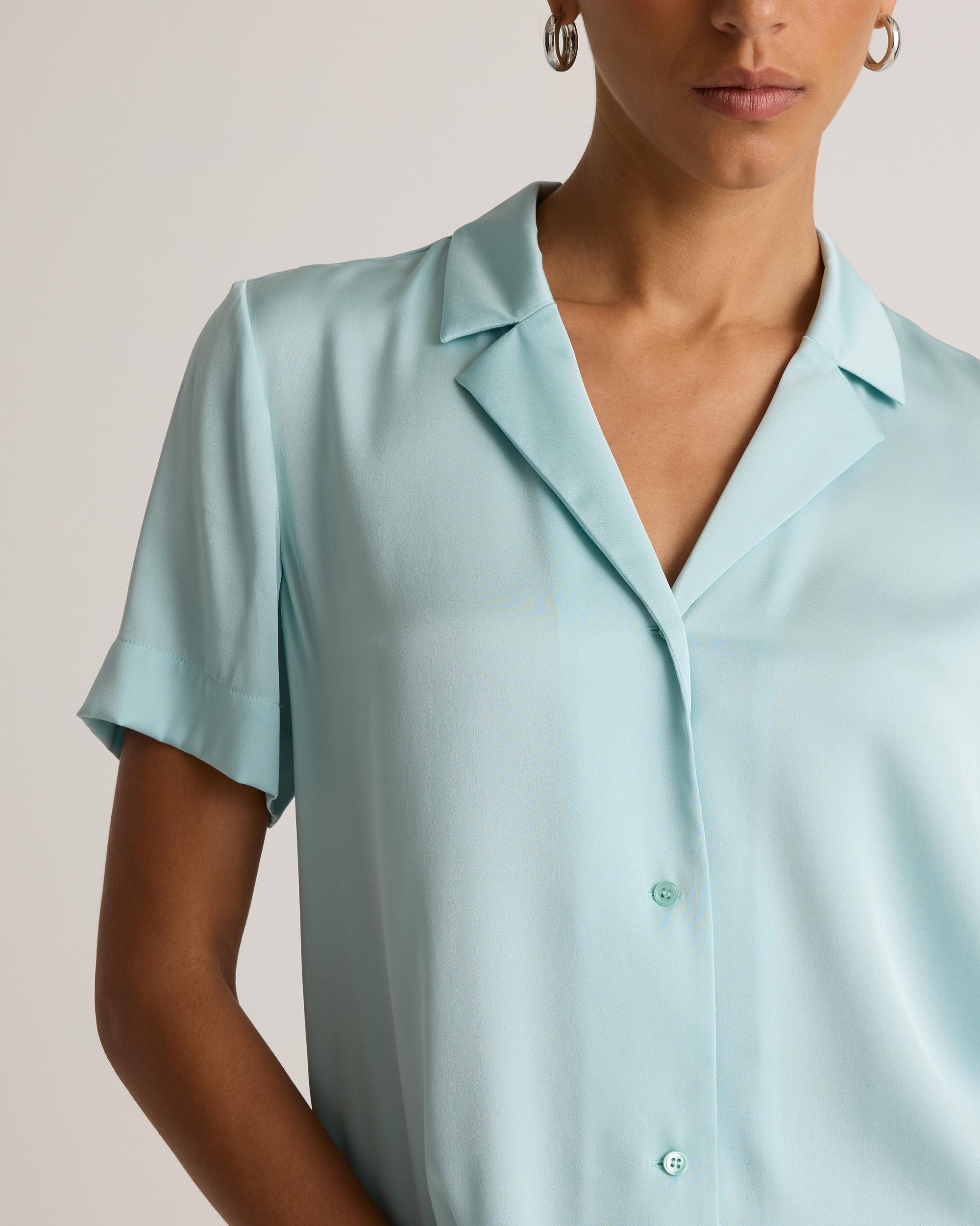 Quince | Women's Washable Stretch Silk Short Sleeve Notch Collar Blouse Mulberry Silk Product Image
