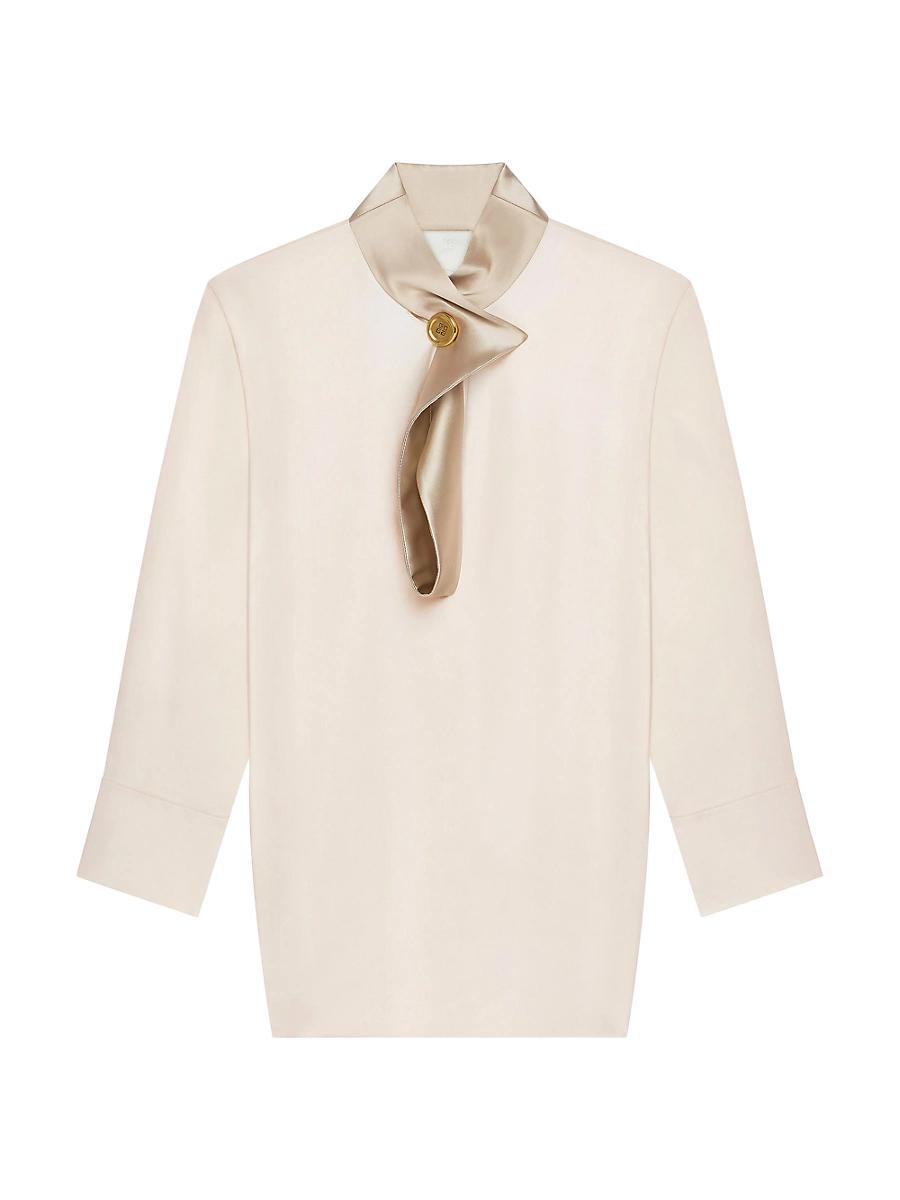 Womens Blouse in Satin with Buttoned Collar Product Image