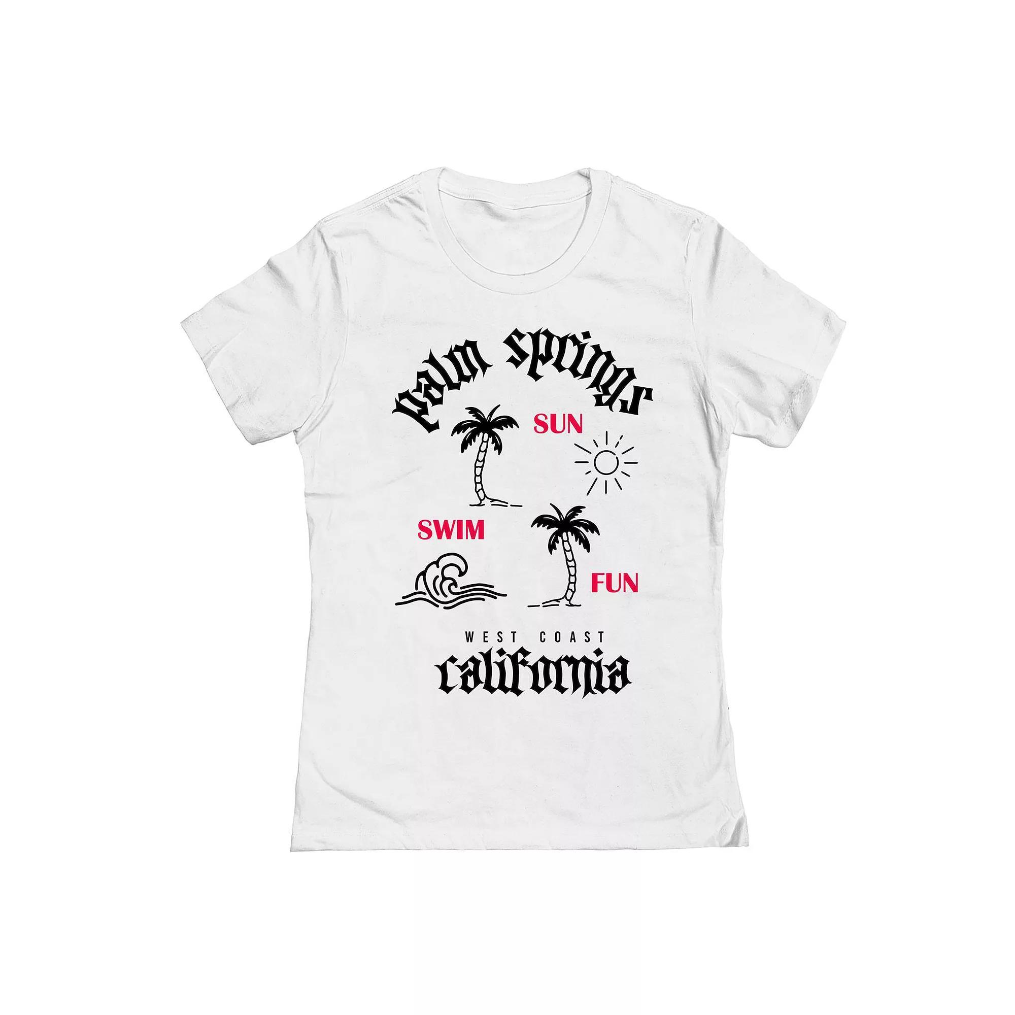 Junior's Palm Springs Womens Graphic Tee, Girl's, Size: Large, White Product Image