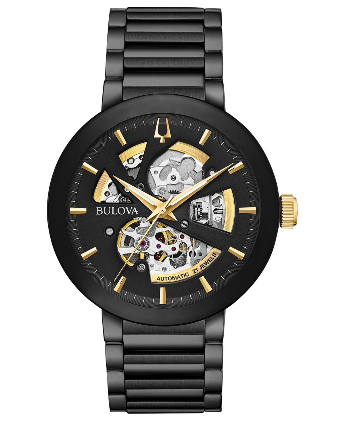 Bulova Men's Modern Automatic Black Ion-Plated Stainless Steel Skeleton Watch - 98A203, Size: Large Product Image