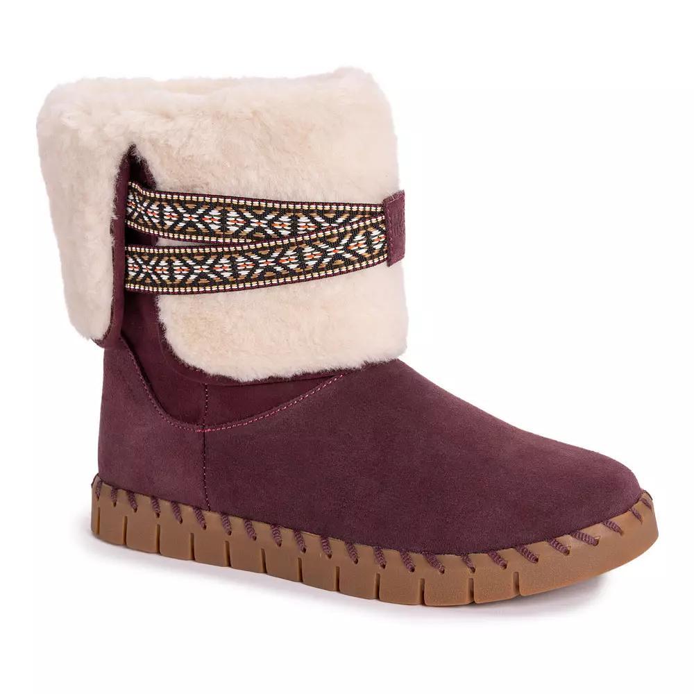 MUK LUKS Flexi Montauk Womens Faux-Fur Winter Boots Red Product Image