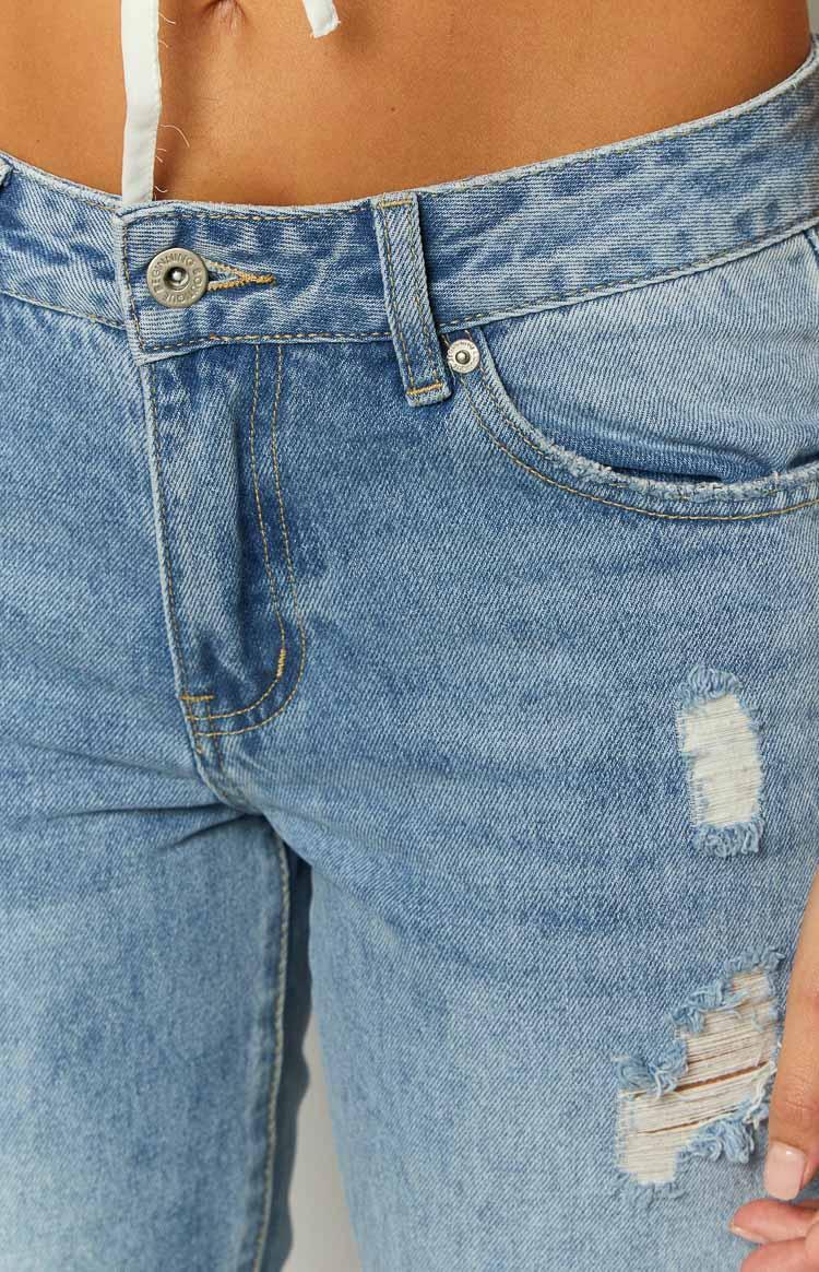 Hazy Low Waist Blue Denim Jeans Product Image